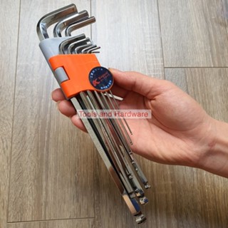 Bộ Lục Giác Đầu Bi, Đầu Sao Kapusi Nhật Bản 9 Cây Chữ L 1.5-10mm, Bộ Hoa Thị Chất liệu thép CR-V6150