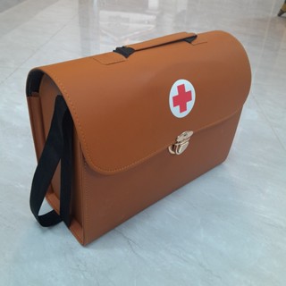 Túi Cứu Thương Hình Chữ Thập - Túi y tế da vàng kt 35x25x15