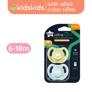 Ty Ngậm Silicon Siêu Nhẹ Cho Bé Tommee Tippee Ultra Light 6-18 Tháng (Vỉ Đôi) - Xanh Ngọc/Vàng