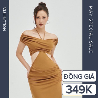 MOLLYNISTA (CHÍNH HÃNG) Đầm thiết kế Jolio thun cut out khoét chéo quyến rũ nữ tính cao cấp đi chơi đi tiệc gợi cảm