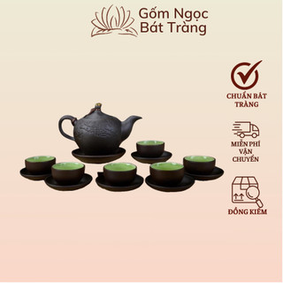 Ấm chén pha chè, ấm chén gốm sứ bát tràng, ấm chén uống trà, ấm chén tử sa gốm ngọc