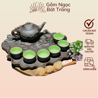 Ấm chén pha chè, ấm chén gốm sứ bát tràng, ấm chén uống trà, ấm chén tử sa gốm ngọc