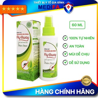 Xịt chống muỗi Fly Away 100% chiết xuất thảo dược: tinh dầu sả, bạc hà, dầu tràm, Dung tích 60ml