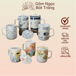 Cốc lọc trà, cốc uống nước gốm sứ bát tràng, cốc sứ, cốc uống nước dung tích 300ml