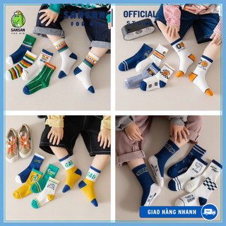 [BST Tất cao cổ 2024] Tặng kèm hộp cao cấp Set 5 đôi Tất vớ thể thao bé trai theo chủ đề, full size cho bé từ 1-12 tuổi