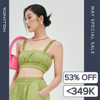 MOLLYNISTA (CHÍNH HÃNG) Áo thiết kế Naria croptop chun freesize quyến rũ nữ tính cao cấp đi chơi đi tiệc gợi cảm