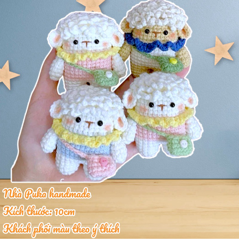 Móc khóa con cừu bằng len handmade