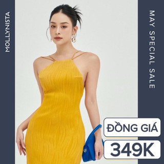 MOLLYNISTA (CHÍNH HÃNG) Đầm thiết kế Lita yếm thun gân hở lưng quyến rũ nữ tính cao cấp đi chơi đi tiệc gợi cảm