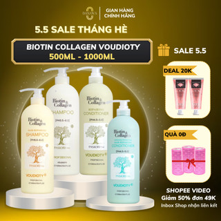 Dầu gội Biotin Collagen Voudioty giảm rụng tóc, phục hồi hư tổn, 4 màu Danawa 500ml/1000ml 