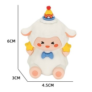 Tượng Silicon Bé Cừu Trắng Đội Mũ Trang Trí Bánh