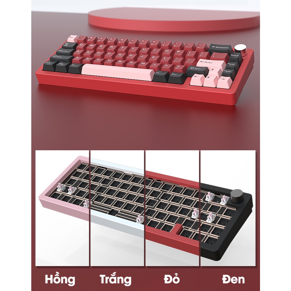 Bàn phím cơ Atas AL65 Khung nhôm CNC 3 mode kết nối - Led RGB -  Pin sạc 4000 mah - Có núm xoay | BigBuy360 - bigbuy360.vn