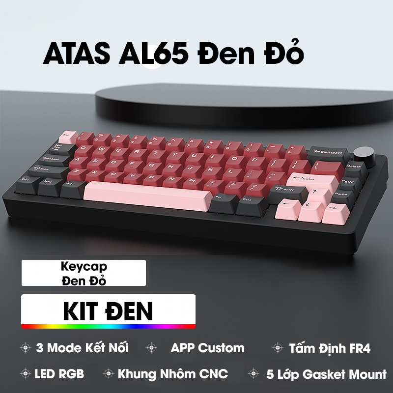 Bàn phím cơ Atas AL65 Khung nhôm CNC 3 mode kết nối - Led RGB -  Pin sạc 4000 mah - Có núm xoay | BigBuy360 - bigbuy360.vn