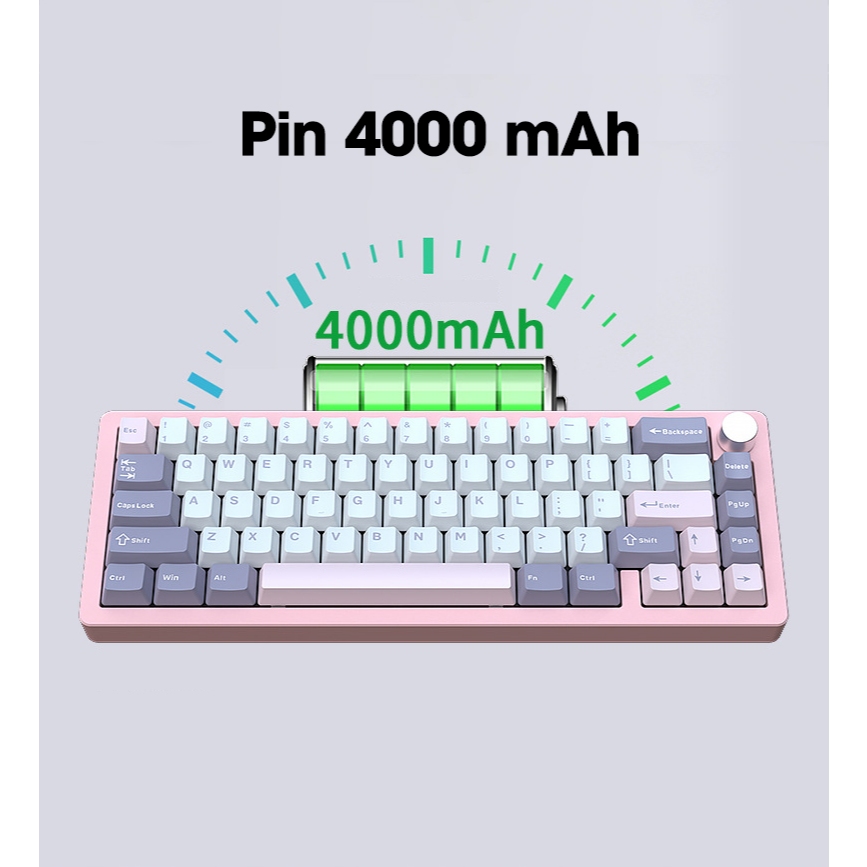 Bàn phím cơ Atas AL65 Khung nhôm CNC 3 mode kết nối - Led RGB -  Pin sạc 4000 mah - Có núm xoay | BigBuy360 - bigbuy360.vn