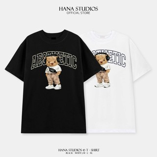 Áo Thun Nam Nữ Form Rộng Cotton Tay Lỡ Unisex , Áo Phông Cổ Tròn Hana Basic Oversize Trend 2024 - AESTIETIC