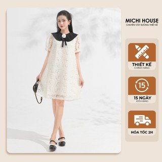 Đầm Suông Ren Hoa Michi House Váy Xuông A Công Sở Dáng Dài Đến Gối Phong Cách Hàn Quốc Bầu Mặc Xinh V658