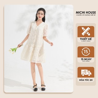 Đầm suông đuôi cá michi house váy xuông ren hoa điệu đà dáng dài sang trọng phong cách hàn quốc bầu mặc xinh v659