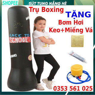Trụ đấm bốc boxing bơm hơi SCHOOL cho bé dài 120cm -150cm, đường kính 30cm hỗ trợ tập luyện thể thao