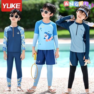  Đồ bơi bé trai tay dài quần dài kín đáo chống nắng chống UV set bơi bé trai 3 chi tiết hình cá mập vui nhộn mới 2024 