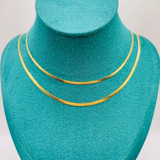 Dây chuyền titan unisex sợi mì màu vàng, Vòng cổ titan màu vàng lụa mỏng không phai không rỉ sét dày 1 li và 2 li