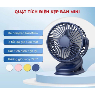 Quạt tích điện mini kẹp bàn, quạt mini tích điện để bàn cực mát, độ kẹp chắc chắn cho dân văn phòng, quạt mini để bàn