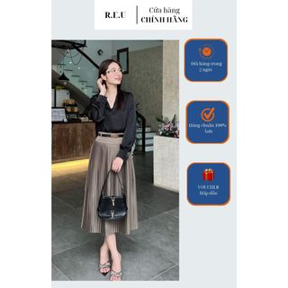 Chân váy dập ly kèm đai