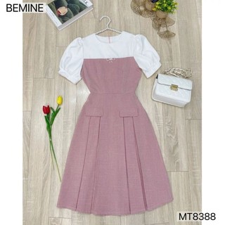 Đầm thiết kế cổ tròn đính nơ BEMINE