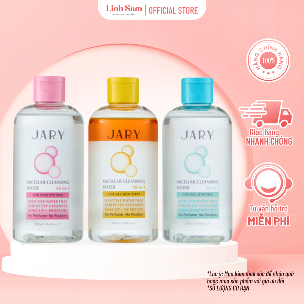 Nước Tẩy Trang Jary Micellar Cleansing Water, Nước Tẩy Trang Da Khô, Nước Tẩy Trang Da Dầu, Nước Tẩy Trang Da Mụn 250ml