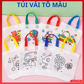 Túi vải tô màu DIY sáng tạo chủ đề nhân vật hoạt hình, quà tặng trải nghiệm dã ngoại cho cho cácbé thiết kế đơn giản