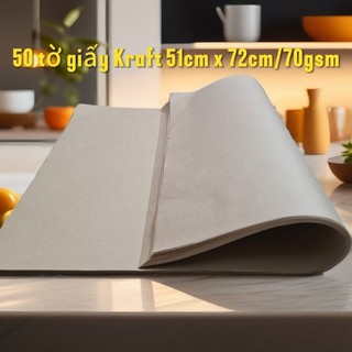 Combo 50 tờ giấy kraft nâu 51 cm x 72 cm/70gsm .