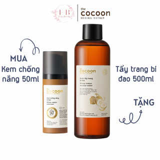  Kem chống nắng bí đao Cocoon 50ml TẶNG Nước tẩy trang bí đao 500ml cocoon 