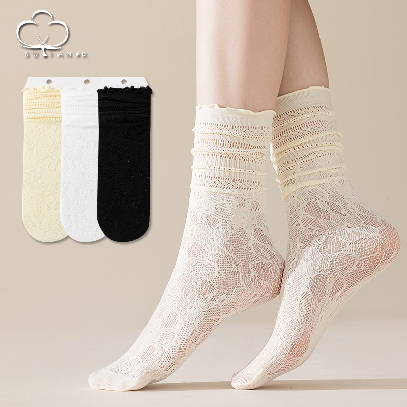 Tất vớ lưới mùa hè Jengiang chất liệu ren thoáng khí, thoải mái, thấm hút mồ hôi phong cách công chúa dành cho nữ T415 | BigBuy360 - bigbuy360.vn
