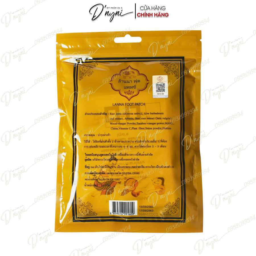 Combo 10 miếng dán thải độc bàn chân Lanna Foot Patch Thái Lan