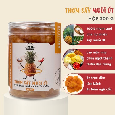 Thơm Sấy Muối Ớt Dalat Farm - Hộp 300g