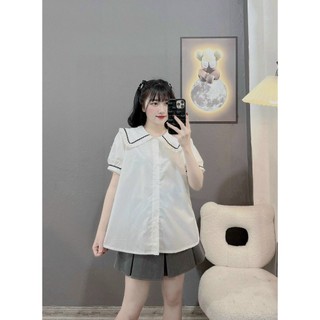 Áo bầu đẹp suông a cổ viền bèo trẻ trung thanh lịch