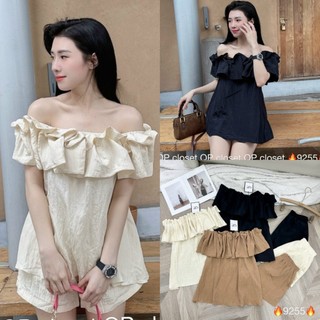 Sét bộ áo trễ vai bèo sóng kèm quần sooc nữ chất đũi thô size s m - halinh shop - sét bộ nữ trễ vai kèm sooc quần ngắn