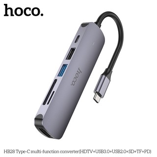 Bộ chuyển hub 6 in 1 hoco hb28 từ chân type-c sang hdmi+pd+usb3.0+usb2.0 + sd+tf