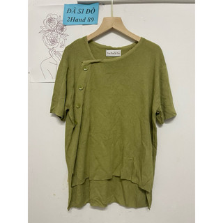 áo mongtogi xanh rêu cúc lệch xinh j