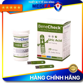 Hộp 25 Que Thử Acid Uric, Kiểm Tra Gút (Gout) Dùng Cho Máy Benecheck Plus