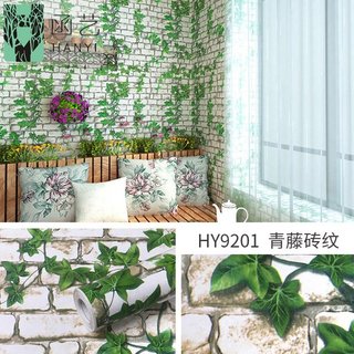 10m giấy dán tường sẵn keo gạch sáng dây leo 5089,decal trang trí đẹp.