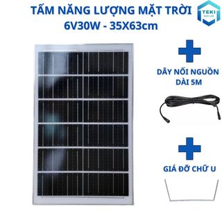 Tấm pin năng lượng mặt trời mono 6v 30w 35x63cm - teki