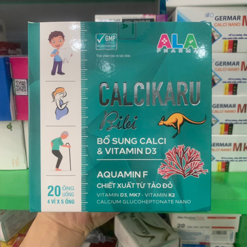 CALCIKARU BIBI ALA - BỔ SUNG CANXI VÀ VITAMIN D ( 20 ỐNG ) ( MẪU MỚI)