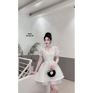 váy cổ vuông đi tiệc cưới sinh nhật