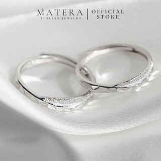 Nhẫn đôi tình yêu MATERA S925 nhẫn cặp bạc tình yêu bền lâu điêu khắc cát đính đá tinh xảo MNH05