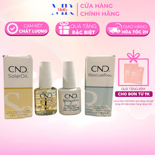 Bộ đôi dưỡng móng cnd thần thánh, dưỡng ẩm toàn diện solar oil và rescue rxx 15ml | hairshop minry