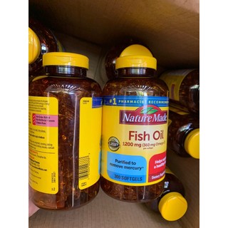 viên uống dầu cá fish oil 300 viên 1200mg omega3 nature made cúa mỹ fish 300 viên fish 300v