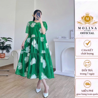 Váy suông Thu Cúc Thiết Kế Dáng Dài Chất tơ thêu 2 lớp sang trọng