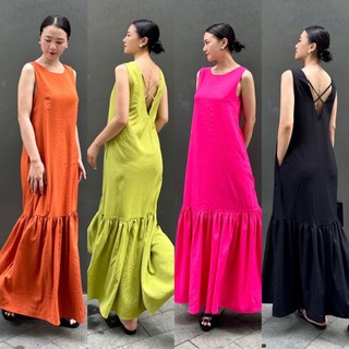 Đầm suông vải linen kiểu đuôi cá xoè basic d57 ceba boutique