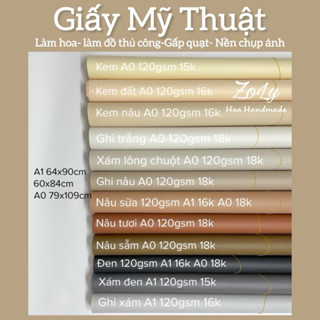   Giao từ 3 tờ   Giấy mỹ thuật A0 màu nâu-ghi làm hoa khổng lồ nền chụp ảnh 