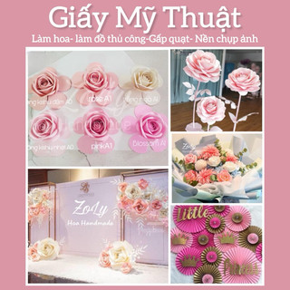 Giấy mỹ thuật A0 gấp quạt làm hoa backdrop, hoa khổng lồ màu hồng