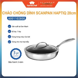 Chảo chống dính sâu lòng Scanpan HaptiQ 28cm 6001102800 có nắp, dùng bếp từ, bảo hành chống dính 3 năm | Hàng chính hãng